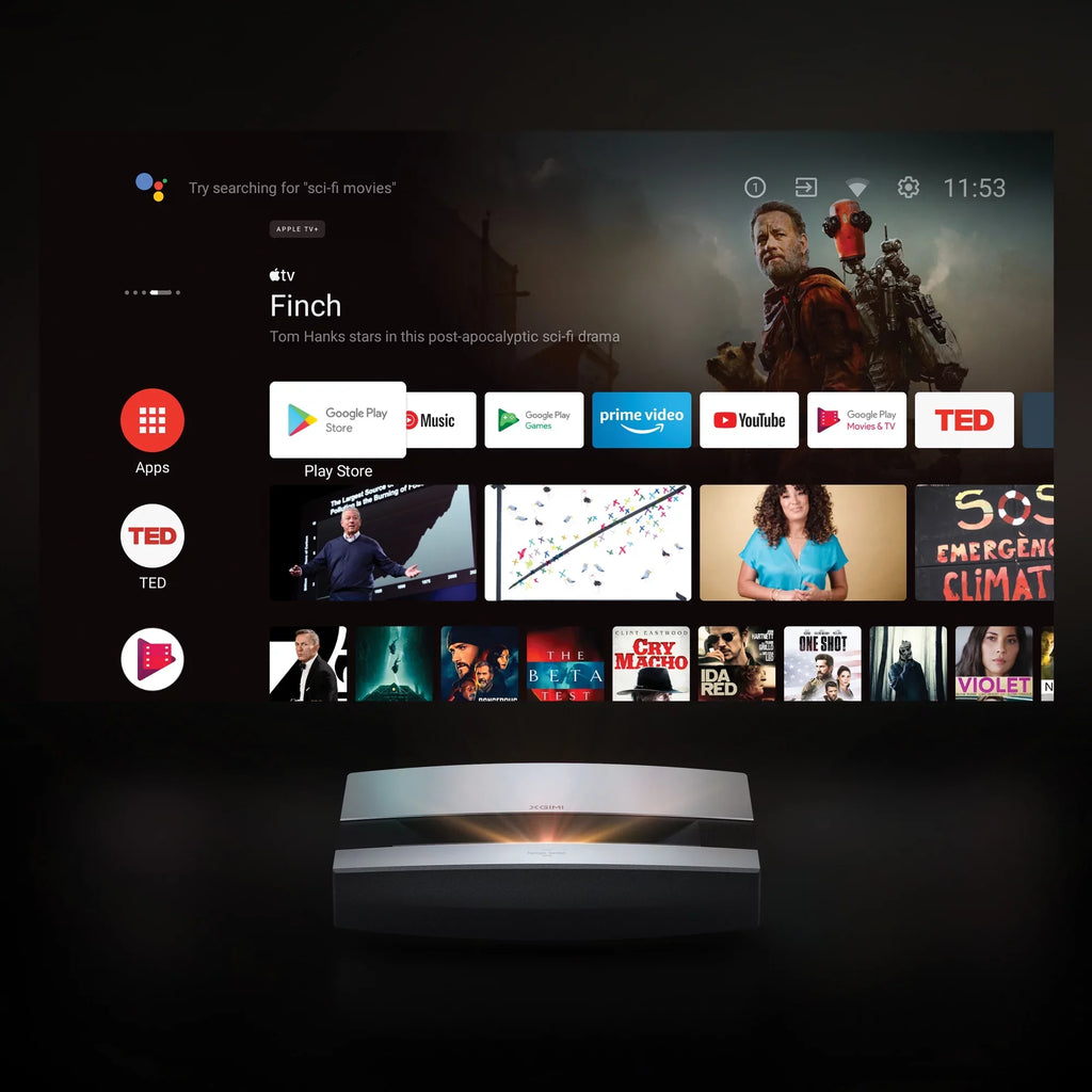 Harman Speakers, Throw Android Short Ultra 4K TV Laser AURA OS XGIMI with Projector Kardon
