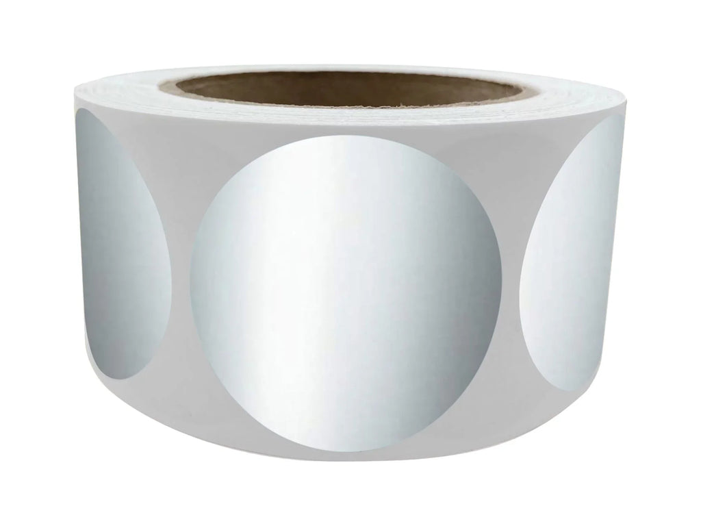 Metallic Green Stickers - (50mm) inch 2 600 Shiny Rolls Royal Pack Round Silver Label
