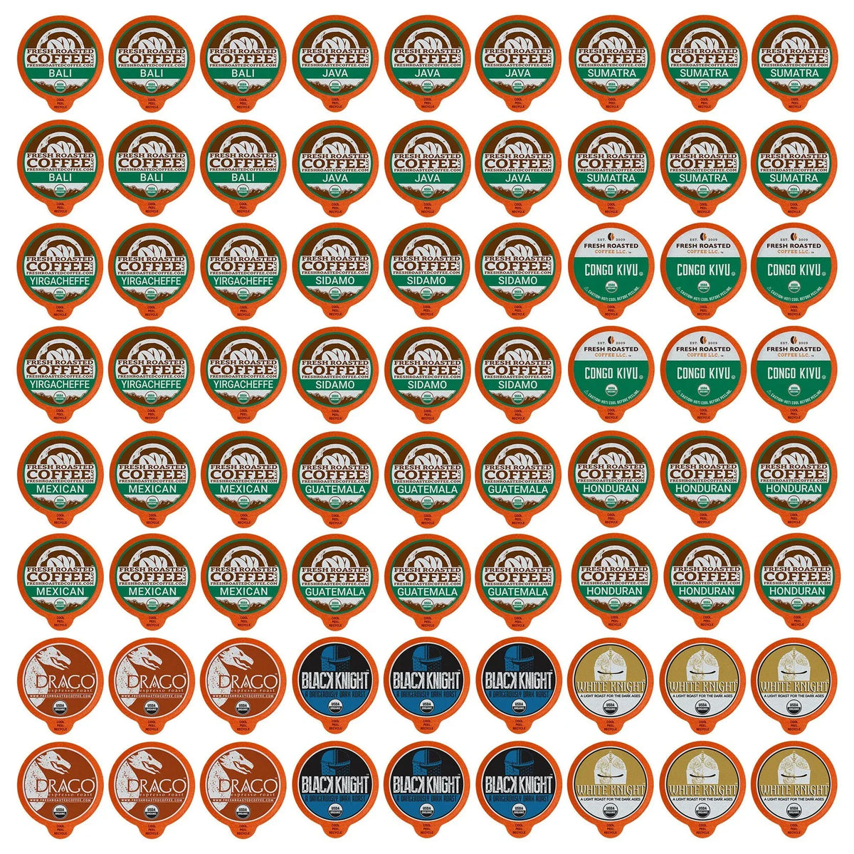 Pod Fresh Coffee for Roasted 72 Sampler, Count Brewers K-Cup Organic Coffee, Keurig
