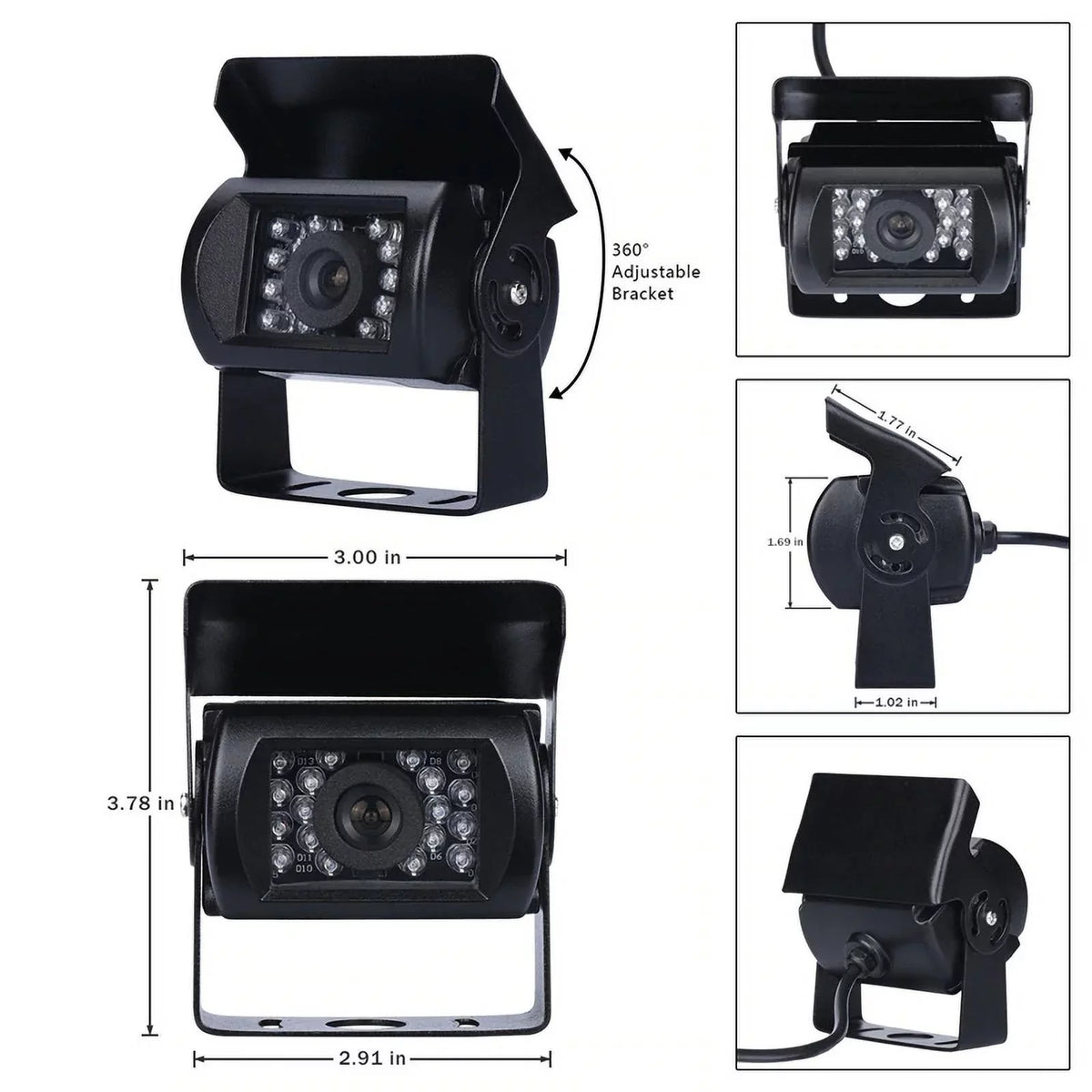 RV 18 12V/24V for parking TFT Monitor LED cable Truck Vision+32 reverse feet LCD Night Car IR 7inch with camera Bus Van Car system