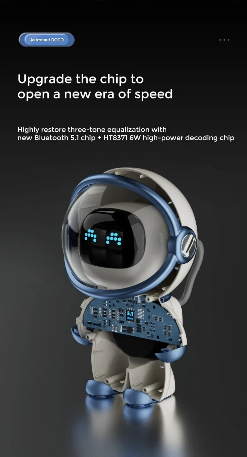 Light Bluetooth and Astronaut-Shaped TF Smart FM Sleep Night Clock, Support Alarm, Radio, Card with Speaker