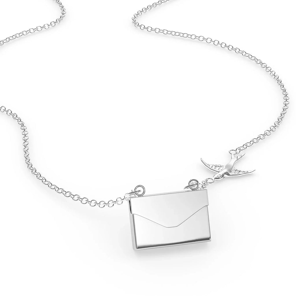 Wrangell?St.?Elias, silver Postcard Greetings Necklace in Neonblond from Envelope Vintage a Locket