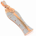 Gold Egyptian Lab 10K On Mummy King Charm Silver 3.25'' Diamonds XL Real Pharaoh Sterling Rose Tut Pendant