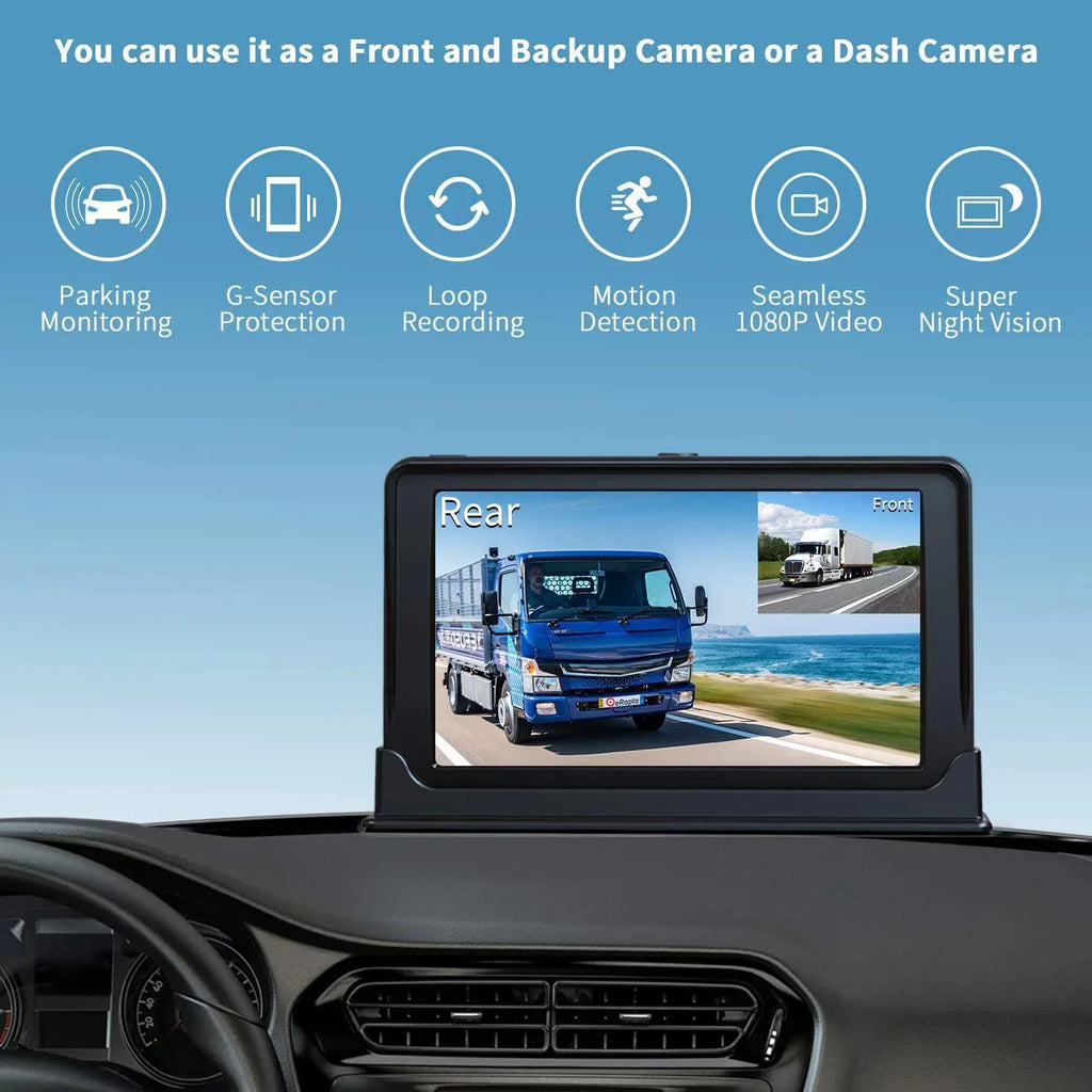 with View with Backup 1080P Night Vision DVR for Erapta Recording Advanced IP69 RV/Pickup/Truck/Trailer/Bus Function, Camera Waterproof, Monitor Rear 7'' Camera