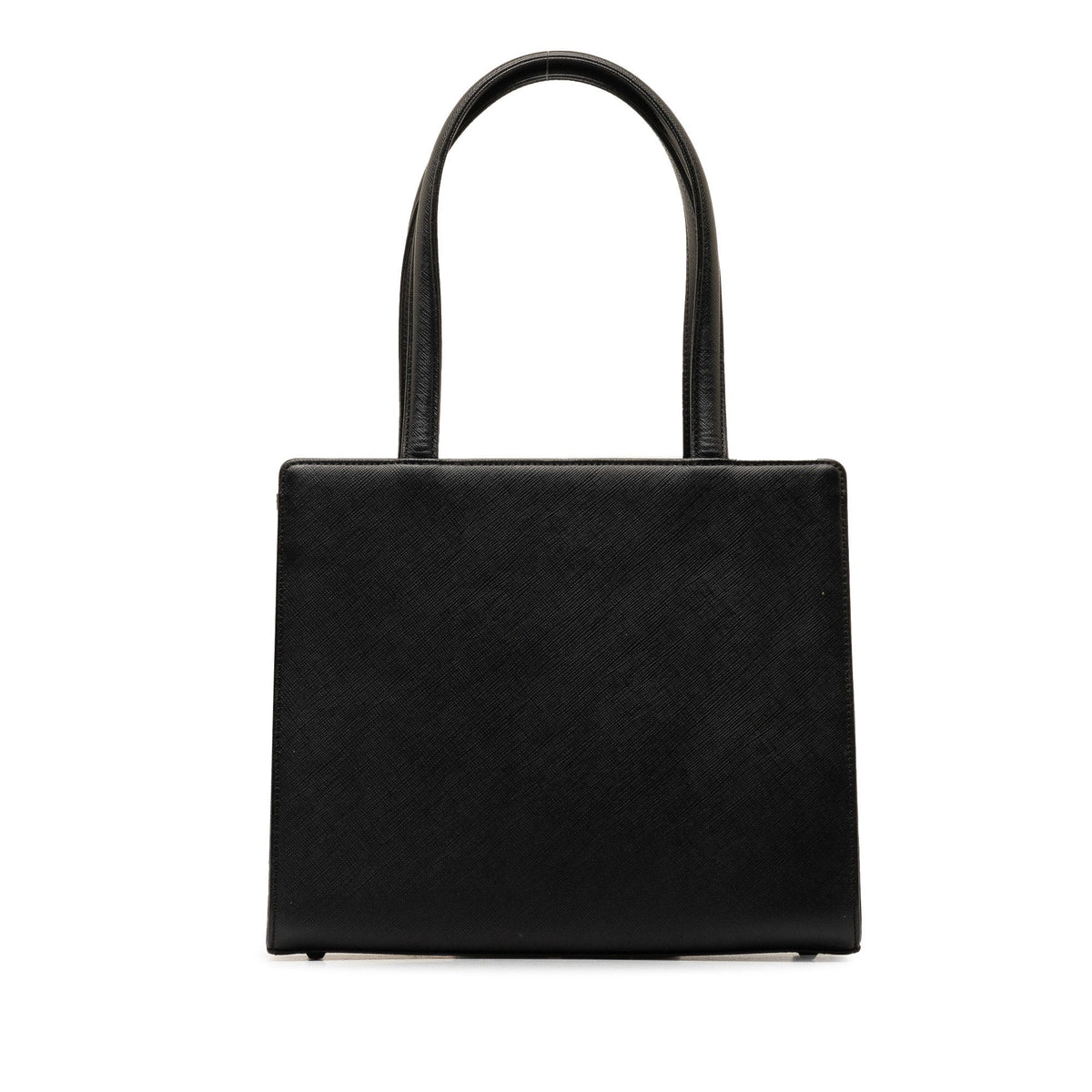 Calf Authenticated (Good) Saint Unisex Laurent HandleBag Top Pre-Owned Black Yves Leather Handbag