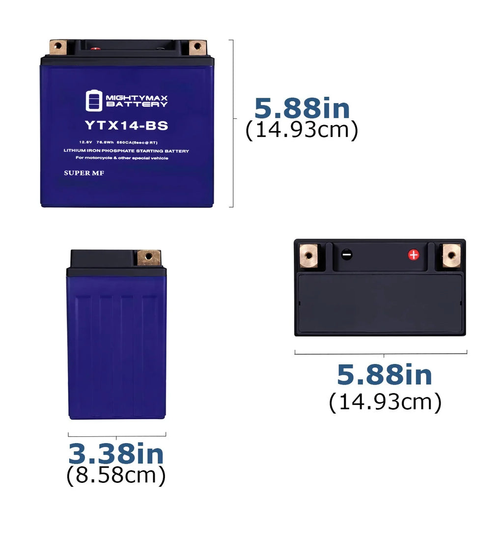 Replacement 750 Battery Dark Guzzi 18 Compatible V7 YTX14-BS III with Moto Lithium