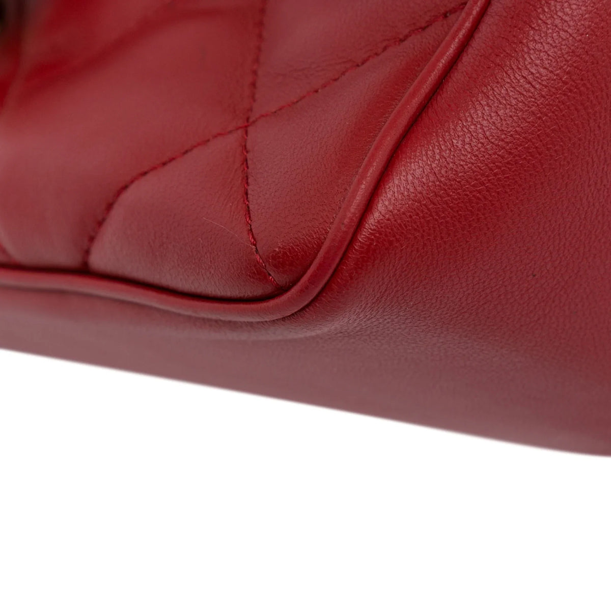 Lambskin Leather Authenticated (Good) Carry Unisex Red Small Easy Satchel Bag Pre-Owned Flap