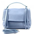 Medium - Womens Genuine Handcrafted Light Italian Leather Handbag, Cyan Calfskin Freestyle Shoulder Artisan