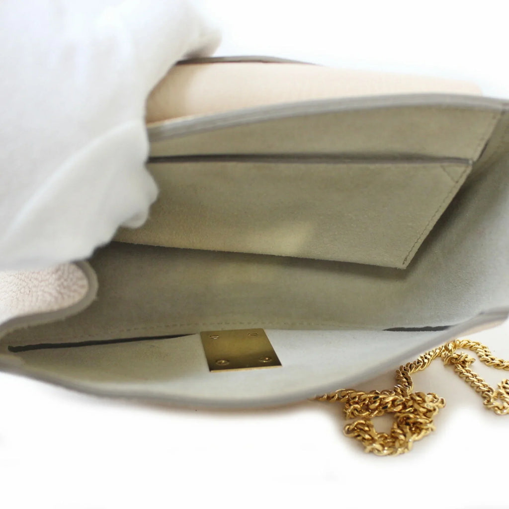 Chloe BRB01000000002558 Chain Shoulder Pre-Owned (Fair) Chloé Leather Beige Bag Ladies