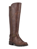 Platform GBG Zip-Up Gore Heel Womens Stretch Block Riding Buckle Tealin Brown Padded Boot Accent Accent M Toe 6 Round 1/2" Zipper