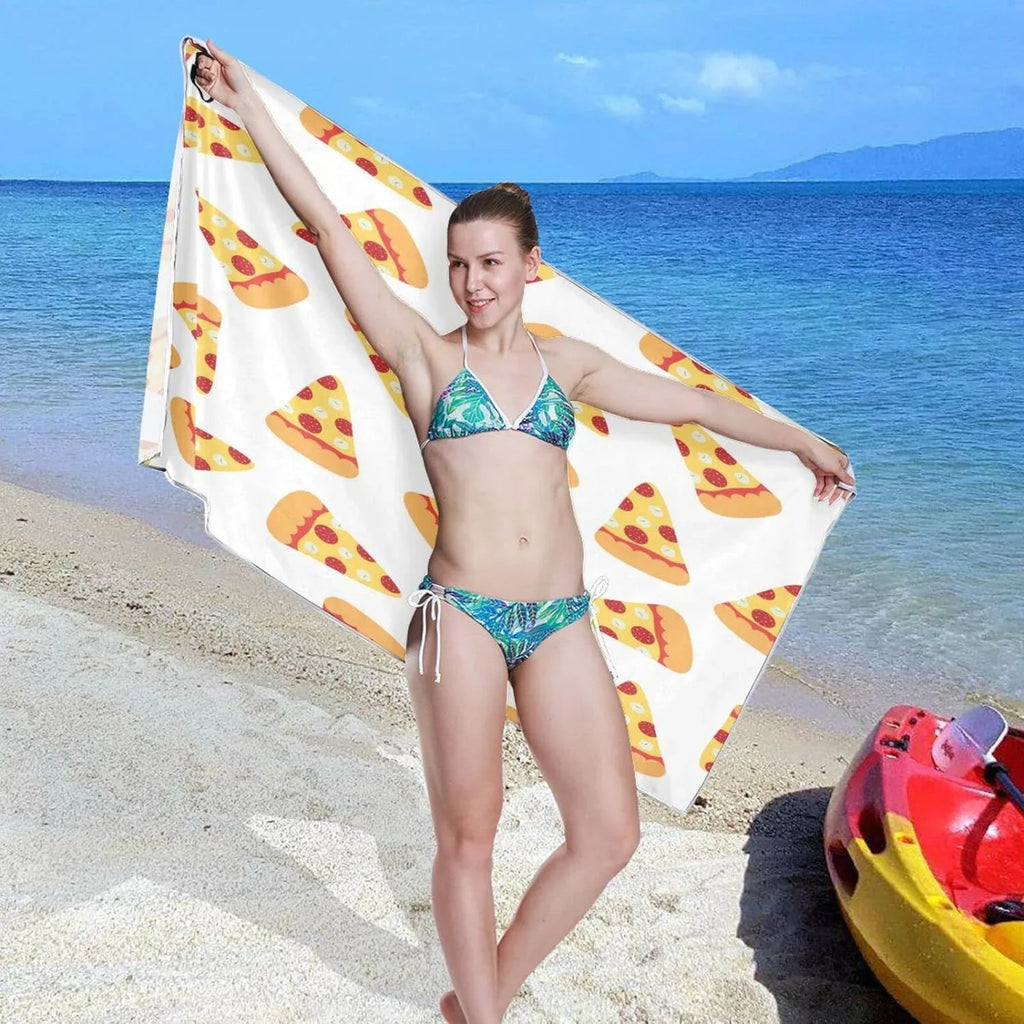 '- Pizza Lightweight Towels Compact Towel Towel Bestwell Oversized （573） Absorbent for Beach Holiday Camping Slices - Dry Super Quick Swimming Travel