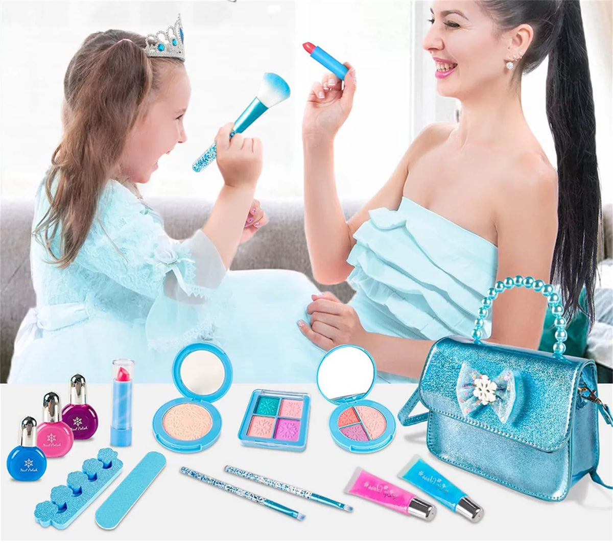 Washable Real Makeup Play Makeup Kit Kids Girl, Frozen Toys for