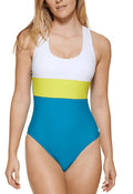 Cross-Back 18 One-Piece Swimsuit, BLUE AEGEAN Colorblocked US Klein Calvin