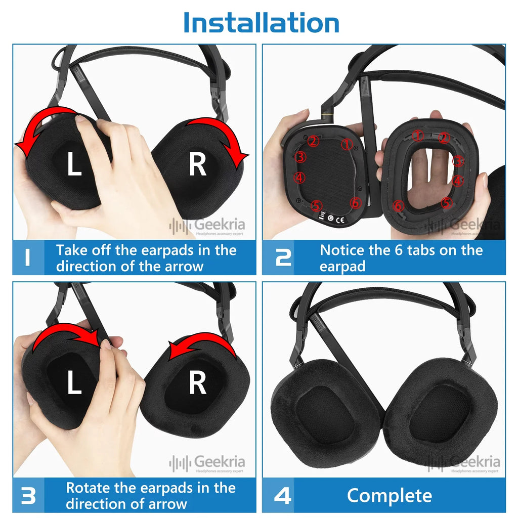 Cover Corsair Cushions, HS80 Ear Headphones for Ear Ear Geekria Cups Wireless Fabric Headset Mesh Replacement RGB Parts Comfort Repair (Black) Earpads, Pads