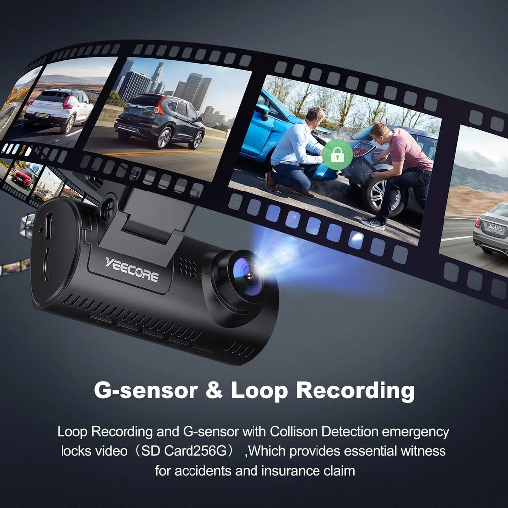 Max Dash Cam, 3.16" 4K G-Sensor, Support Dash Mount, with Night UHD Cars Monitor, Yeecore GPS, Parking WDR, 2160P, Camera Vision, LCD, with for Portable Magnetic Car Camera 256GB Dash WiFi Front Cam