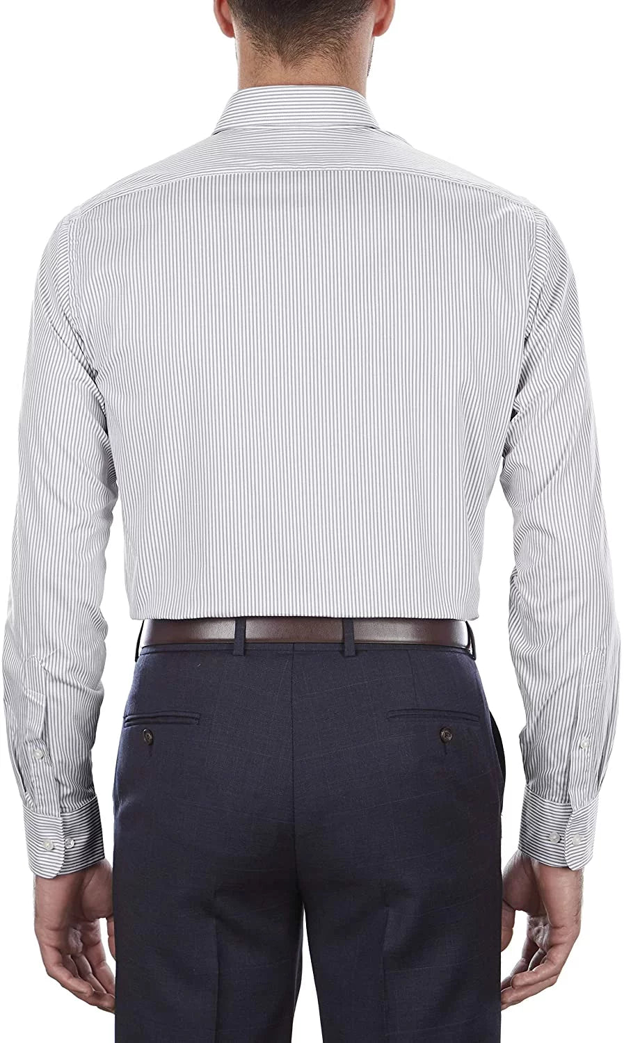 Fit Neck 34-35 Mens Pinpoint Iced 16.5 Stripe Heusen Regular Sleeve Shirt outfit Grey Van