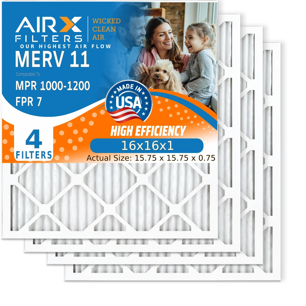 Premium MERV Made Filter Filter USA by Comparable 16x16x1 AIR. 11 Filters MPR Furnace 1000, & FILTERS Pack MPR to 1200 16x16x1 Air Electrostatic 7 Pleated AIRX Conditioner CLEAN HVAC Air WICKED FPR 4