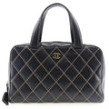 Wild A14692 Pre-Owned Mini (Fair) Black Ladies Stitch Handbag Calf Boston