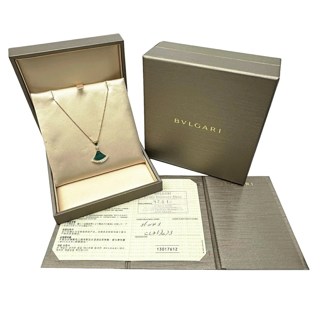 Pendant BVLGARI Ladies Pink Bvlgari Diva Dream (Good) Malachite Necklace Diamond K18PG Pre-Owned 7.3g D0.28ct Gold