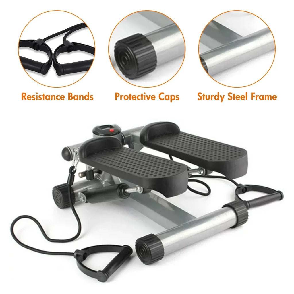 Equipment Exercise, Bands, Stepper Resistance Stepper Adjustable Mini Height Gray Stride with Stepper Cardio for Stair