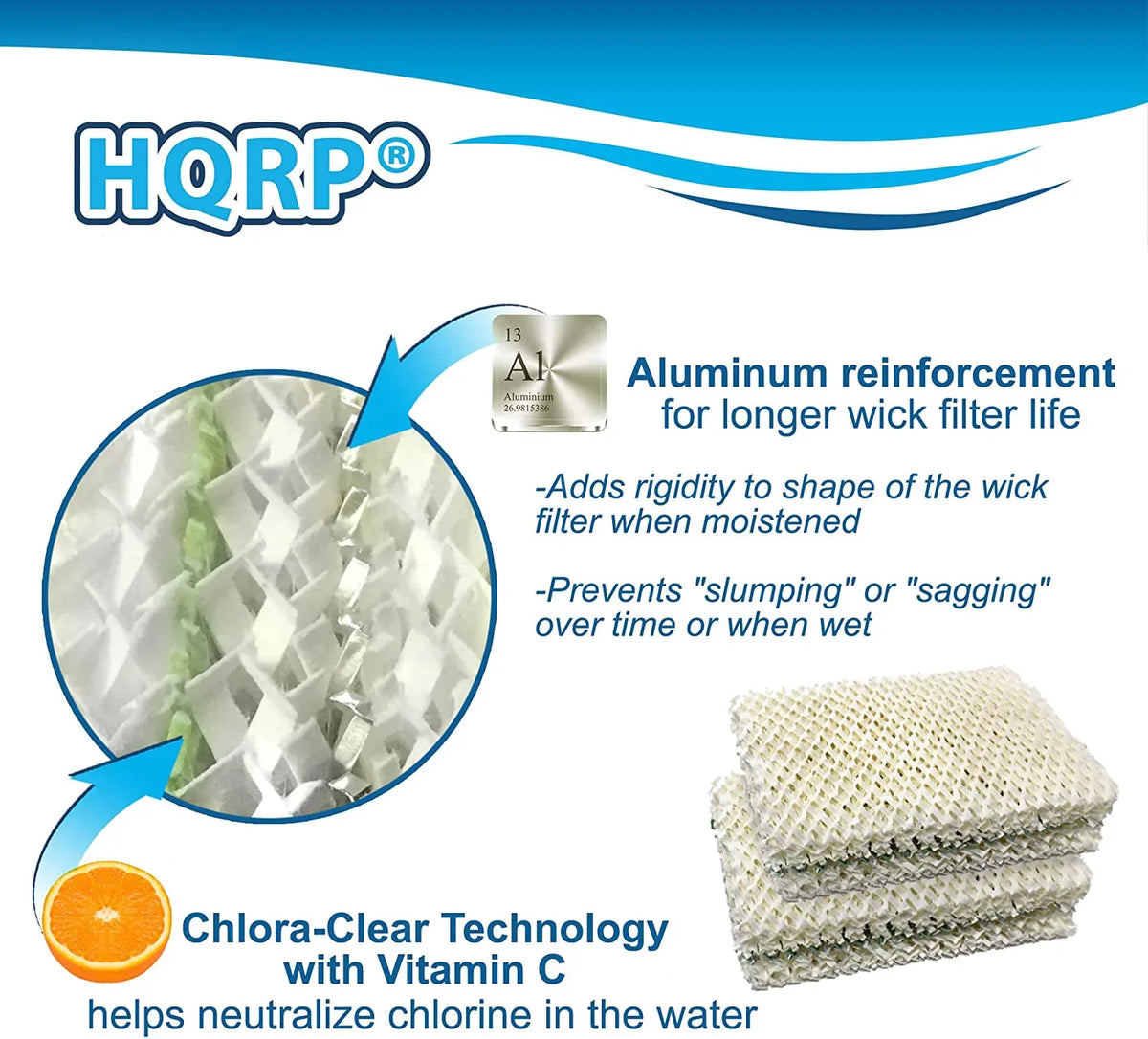Wick Compatible with EA1407 4-Pack with Filter HQRP HD1409 / Essick Replacement Air Humidifier Evaporative HDC12 Compatible