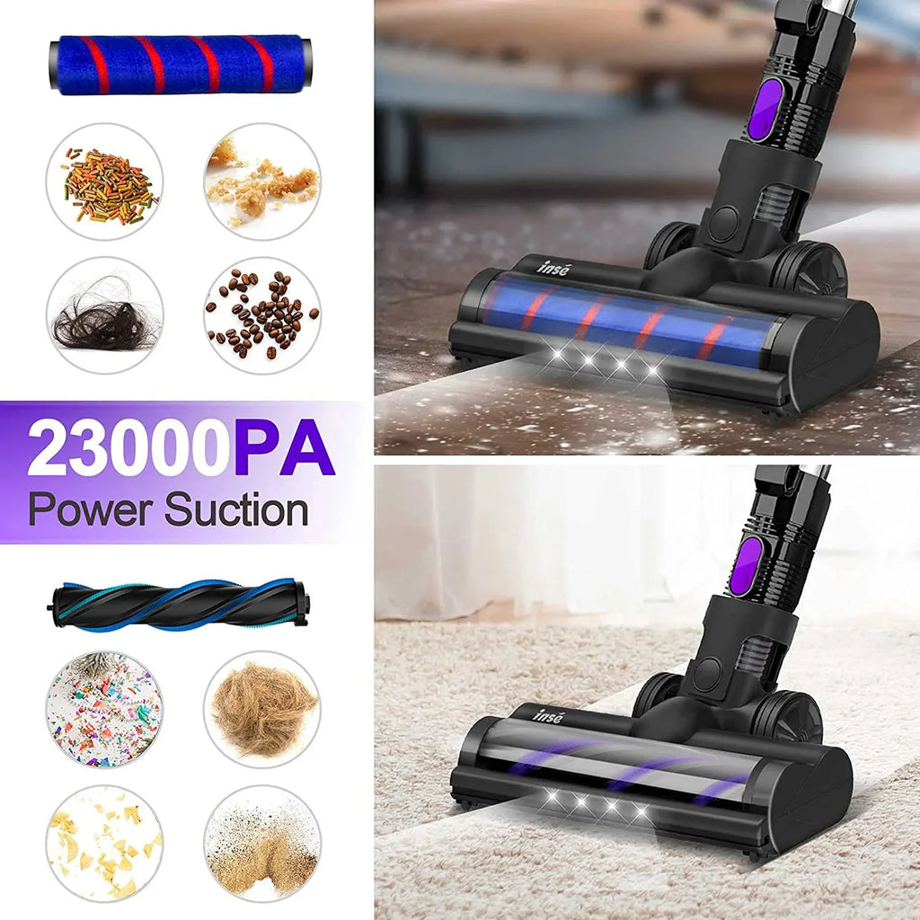 Brushless to Rechargeable Cleaner,10-in-1 - Runtime Battery Mins Hard Handheld,23Kpa Floor Lightweight for Motor Hair Vacuum,Up 45 Stick Carpet Purple Vacuum 2500mAh Cordless Pet 250W