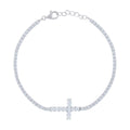 Cross for 925 Sterling Auriga Zirconia 13mm) (Width- Cubic Silver Women Bracelet Fancy