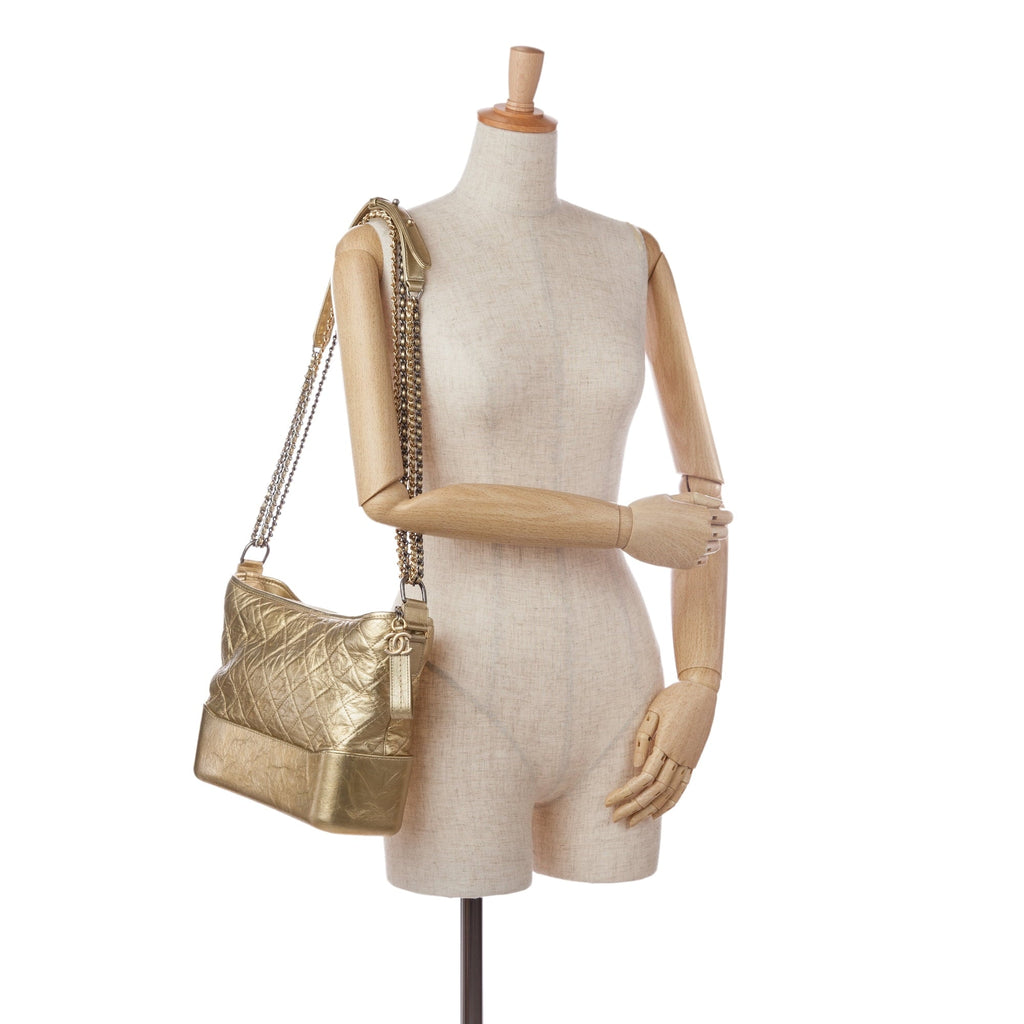 Unisex Hobo Leather Lambskin (Good) Bag Pre-Owned Shoulder Medium Authenticated Gold Gabrielle