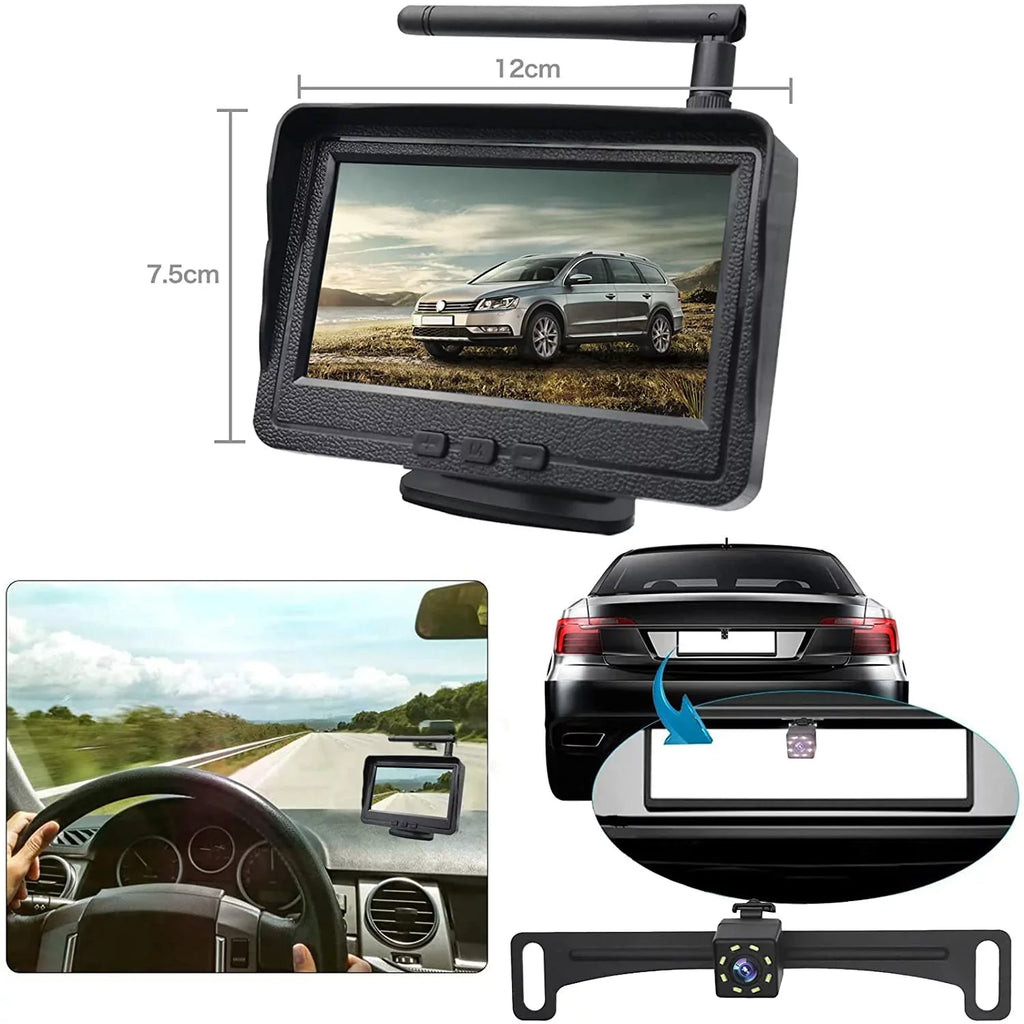 LCD Camera for RV Wireless 170 View Rear Car, Truck, for 4.3"" Night B-Qtech Vision Monitor Waterproof with Backup Camera