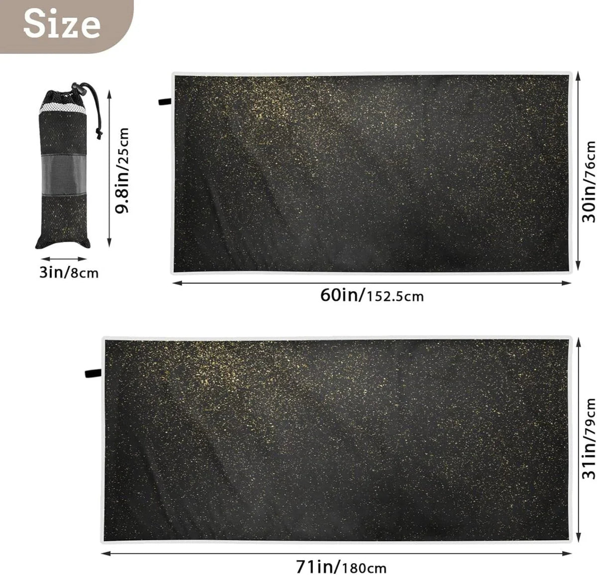 Quick - Super Camping Lightweight Absorbent Dry Texture Towel Oversized for Swimming Beach Glitter Holiday（72） Compact Bestwell Towel - Travel Towels