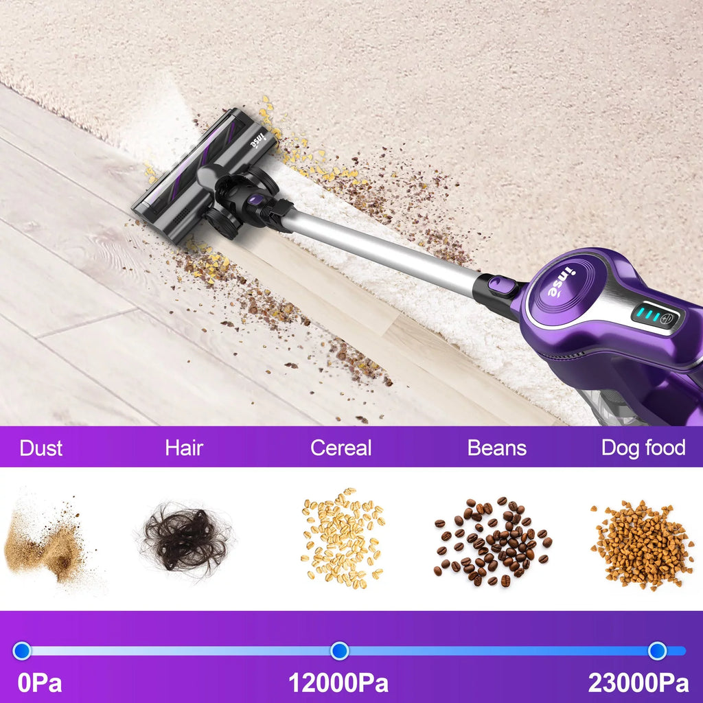 Brushless to Rechargeable Cleaner,10-in-1 - Runtime Battery Mins Hard Handheld,23Kpa Floor Lightweight for Motor Hair Vacuum,Up 45 Stick Carpet Purple Vacuum 2500mAh Cordless Pet 250W