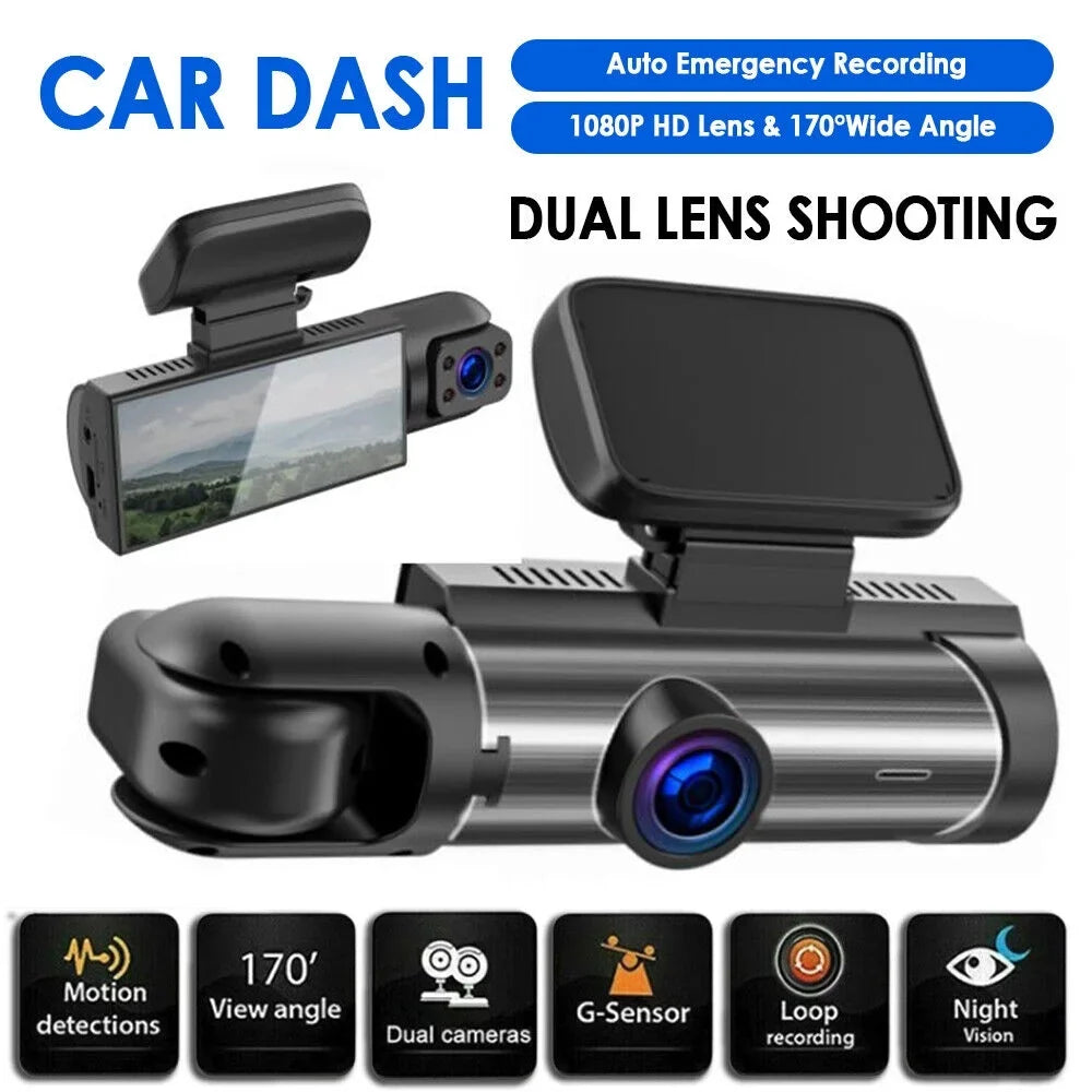 Monitor Camera Lens Cam HD Car Recorder 1080P Video G-sensor Dual Dash Parking Vtin