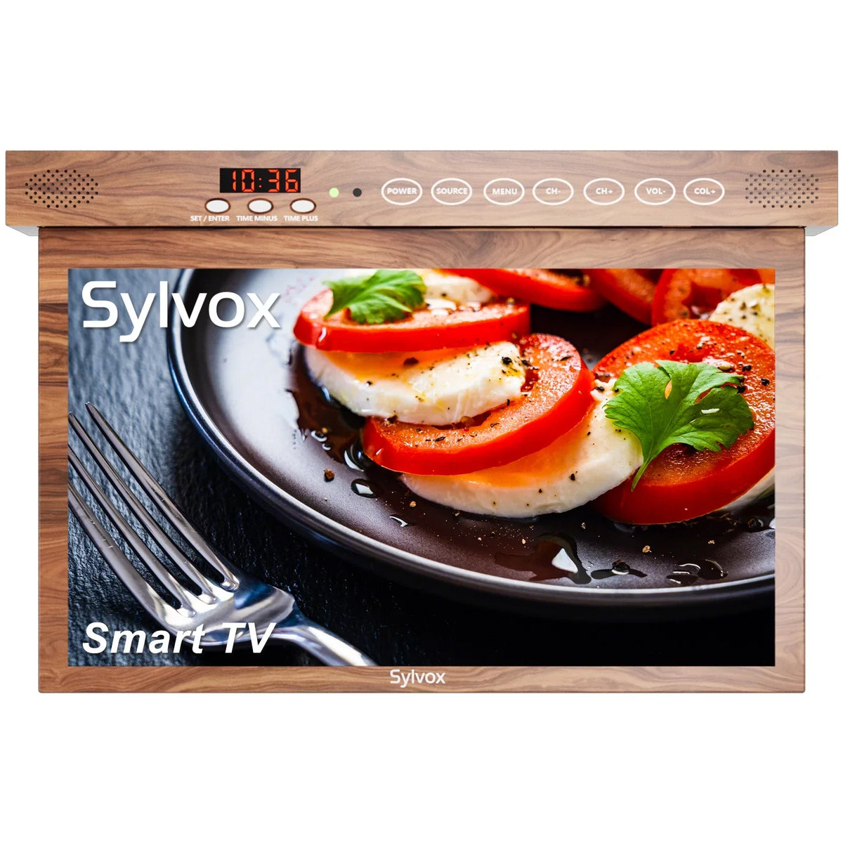 FHD Assistant inch SYLVOX Built-in Cabinet Support WiFi TV, Play, Android TV, Kitchen 1080P 15.6 Under Smart Smart TV Bluetooth
