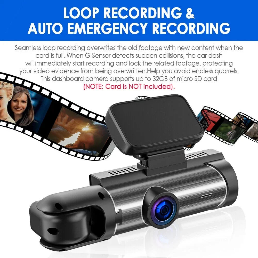 Monitor Camera Lens Cam HD Car Recorder 1080P Video G-sensor Dual Dash Parking Vtin