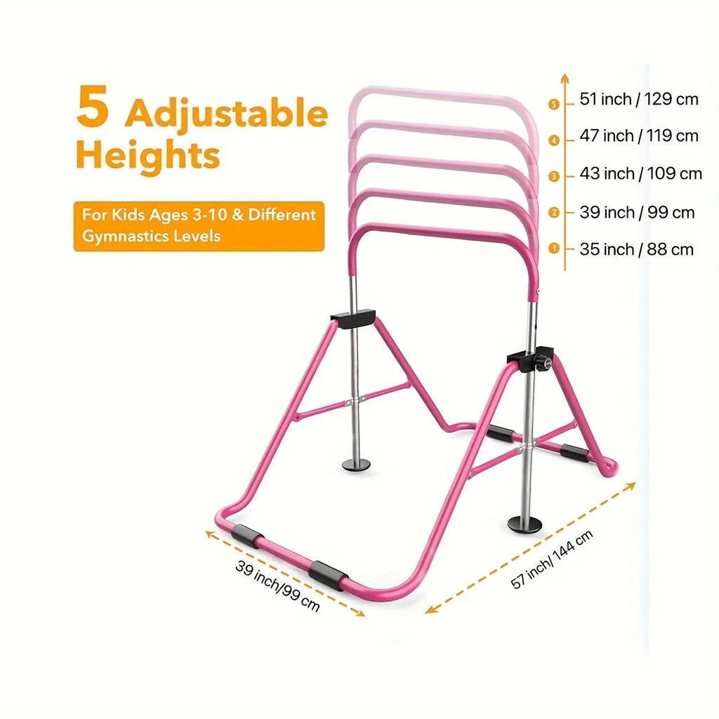 For Base, For Ages Foldable Gymnastics To With Kip Adjustable Home Children, Height Bar Junior Horizontal 140lbs Up Capacity, Non-slip DFSDFGF32 3-10 Training Bar Bar,