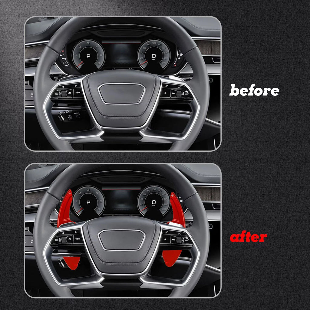 SQ5 Trim, S4 (Red) A6 A8 Xotic Aluminum S8 Cover RS3 A5 S7 Q5 Tech Wheel Shifter A4 CNC Q7 A3 Paddle Steering S6 A7 S5 RS6 S3 Alloy, Audi With Compatible Q3