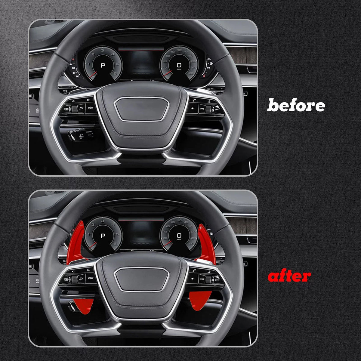 SQ5 Trim, S4 (Red) A6 A8 Xotic Aluminum S8 Cover RS3 A5 S7 Q5 Tech Wheel Shifter A4 CNC Q7 A3 Paddle Steering S6 A7 S5 RS6 S3 Alloy, Audi With Compatible Q3
