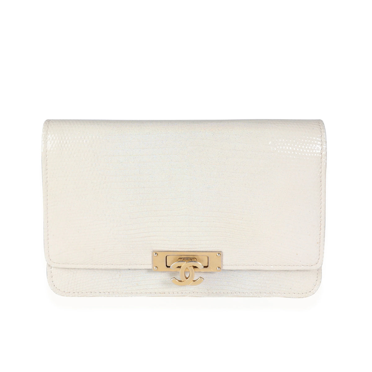 Pre-Owned on Class Gold Chain Metallic Wallet Lizard Golden