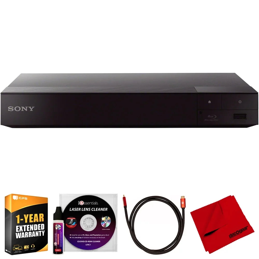 Pack 4K Enhanced Laser Protection Deco Gear BDP-S6700 with 1 Year & HDMI Disc Cloth, CPS Microfiber Player Cleaner Upscaling 3D Bundle Cleaning 6FT Deco Blu-ray Streaming Cable, Essentials Lens
