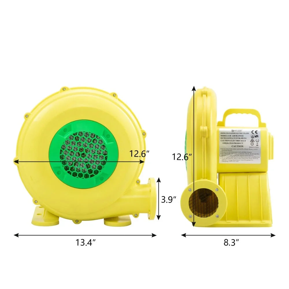 and Green Bounce Yellow - for Slides, liquid Portable Pump Indoor Inflatable Blower, Safe, exterior Air Castle, 450W Fan