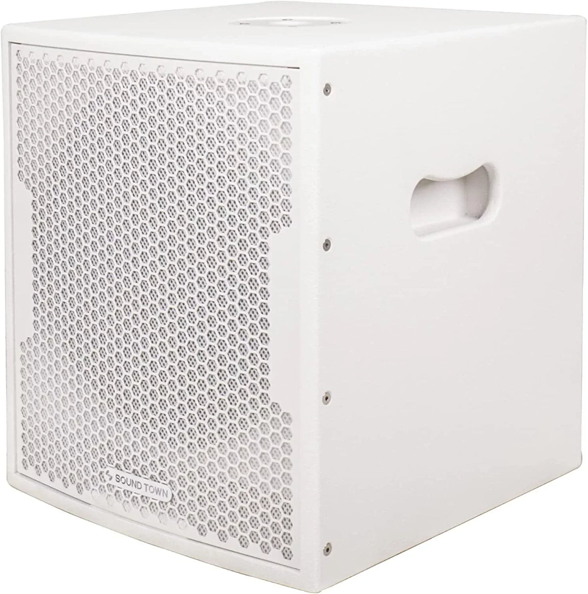 Folded Town (CARPO-12DSWPW) Live Stage, DJ Lounge, White Church, 1400 Horn with for Sound, Powered PA Outputs, Speaker Subwoofer Design, Bar 12” Sound Watts 2