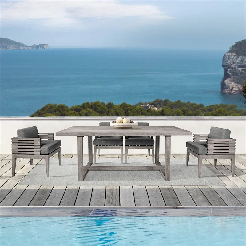 exterior and Live Set Piece Eucalyptus Island Dining 5 Edge Rope in Glendora