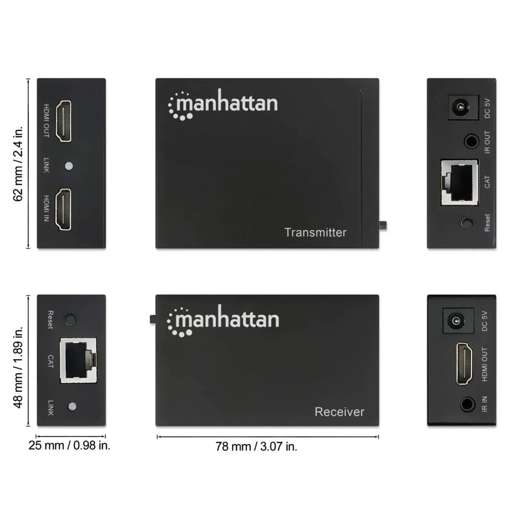 IR 164 support Extender to HDMI Cable and Single Up over Ethernet Cat6 Manhattan ft. Kit with 1080p