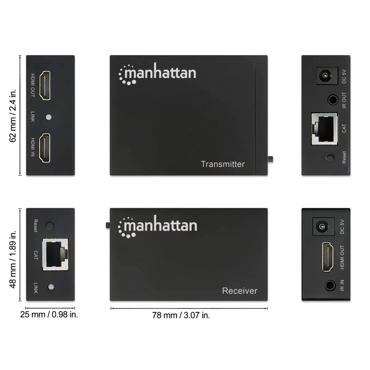 IR 164 support Extender to HDMI Cable and Single Up over Ethernet Cat6 Manhattan ft. Kit with 1080p