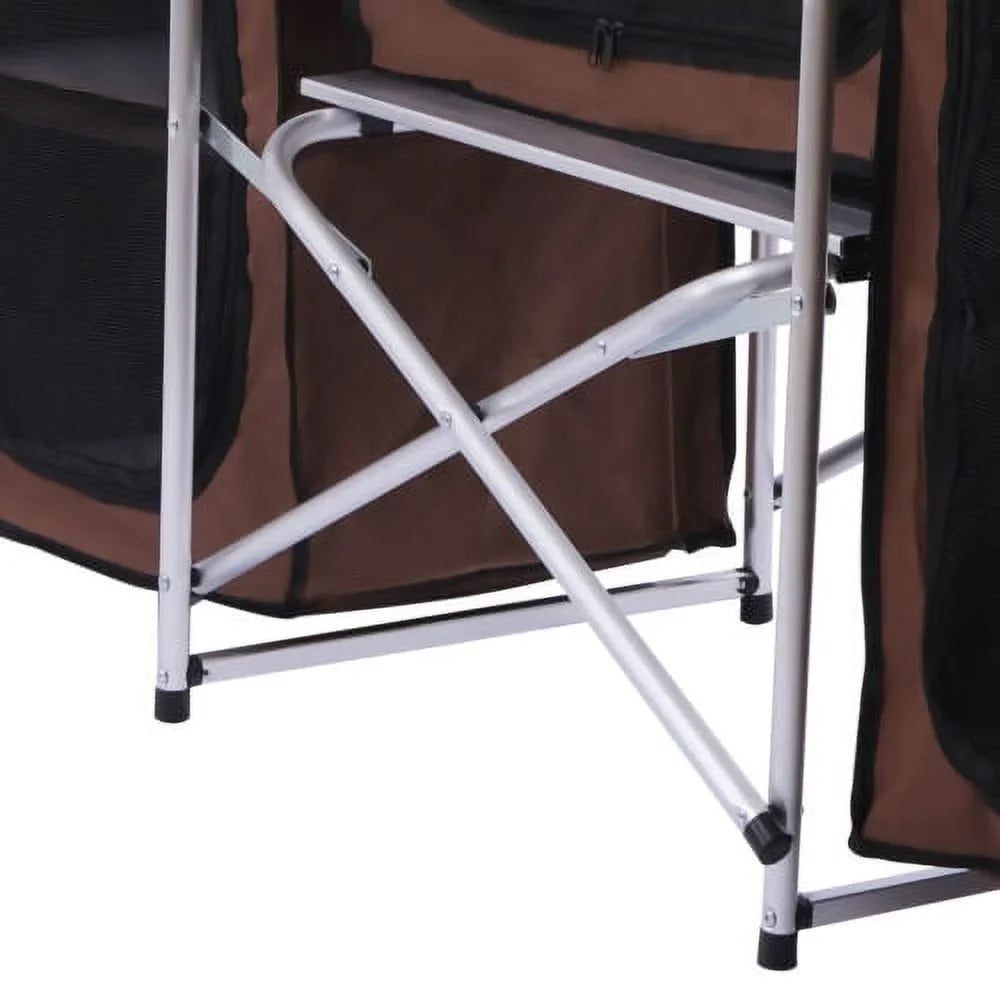 Storage Picnic Table Camping Portable Cabinet Kitchen Table Rack Cooking Folding