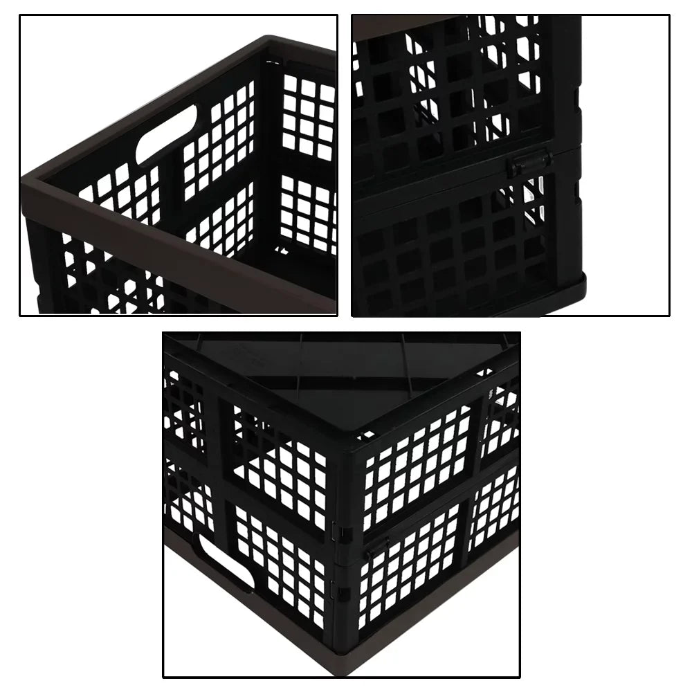 Collapsible Plastic Basket, 42 L Storage 3-Pack Storage Morcte Crates, Folding Stacking