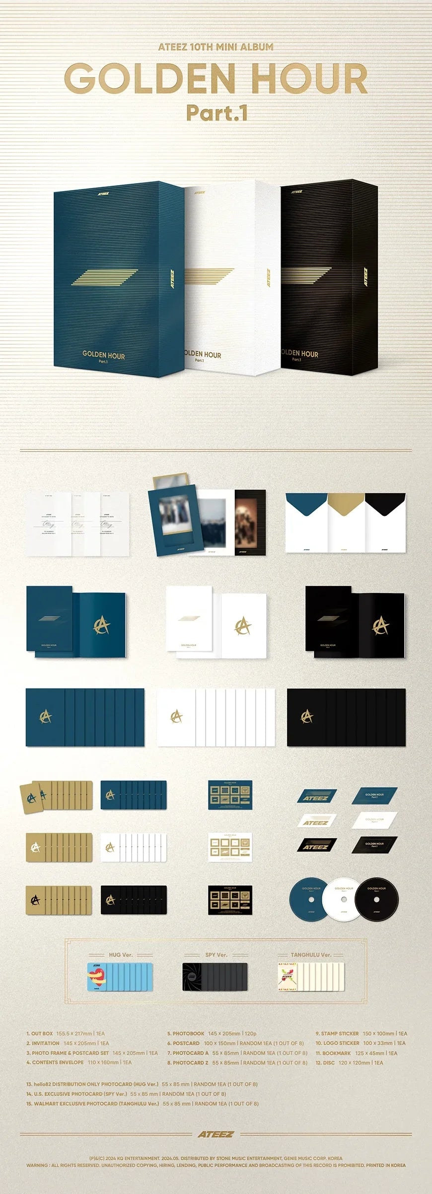 Exclusive ATEEZ Set (GOLDEN : CD PART.1 Box HOUR Walmart K-Pop VER.) - GOLDEN HOUR
