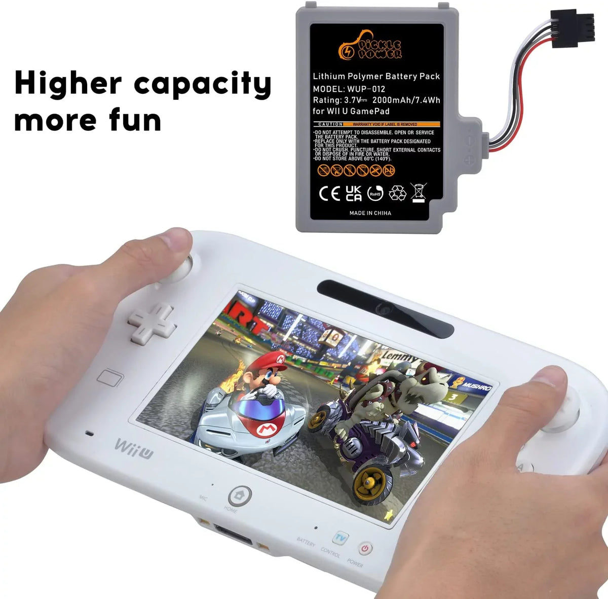 y Gamepad Replacement U Wii WUP-012, 2000mAh Pack WUP-010 Nintendo Rechargeable for