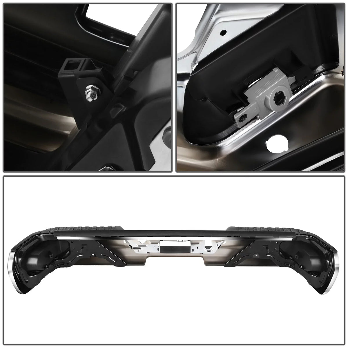 Step Bumper Sensor STEPBUM-10068 Sierra Silverado With For Parking 2019-2023 Rear Chrome DNA Holes Motoring