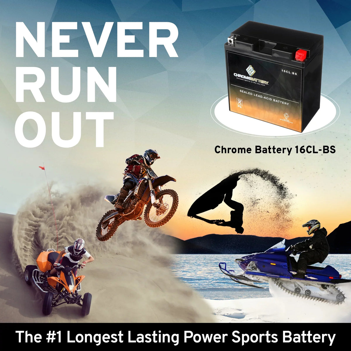 Battery Cc Yb16Cl-Bs Other Battery Brp All Ski Sea-Doo Jet 94-'07 for Models Chrome